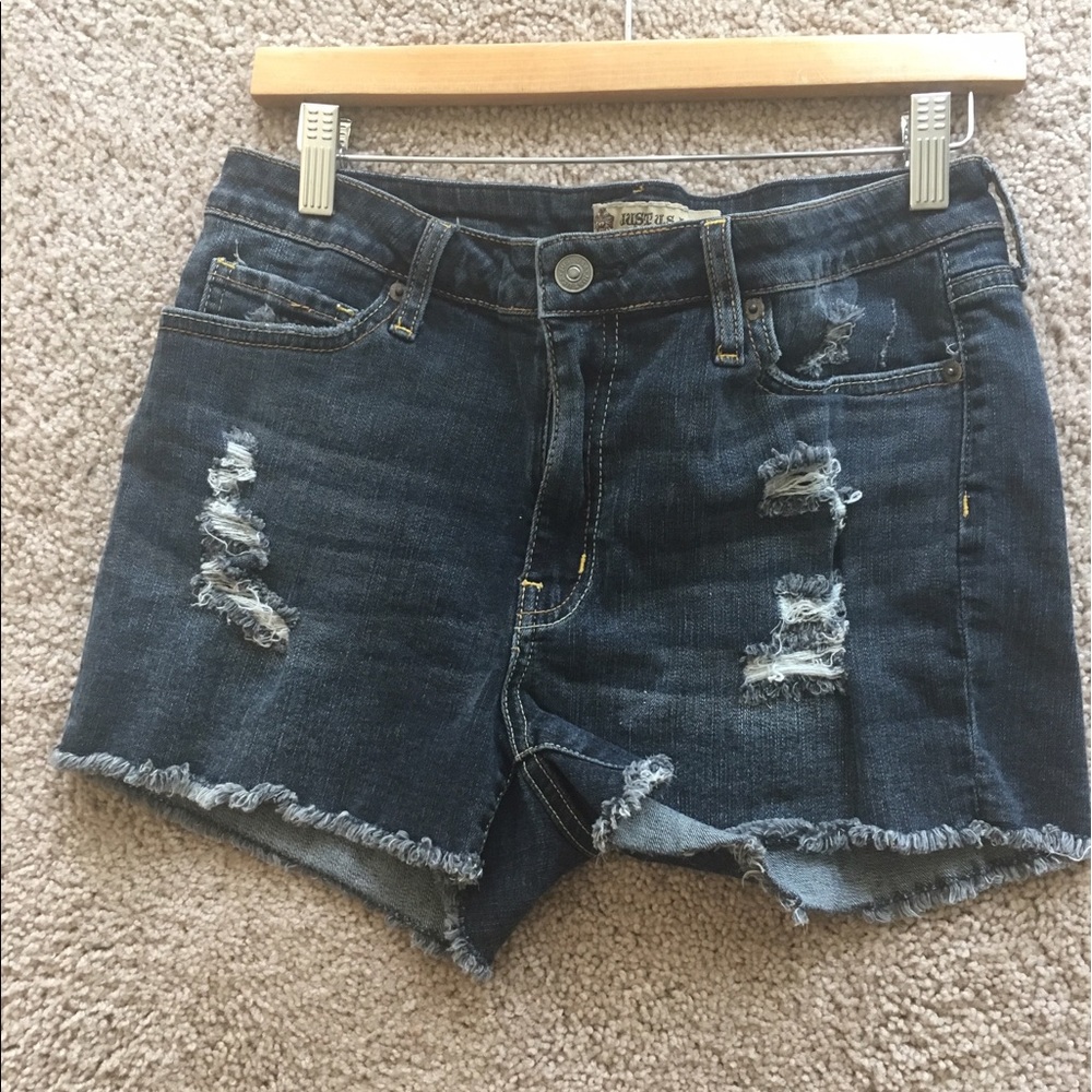 COPY - Just USA- Distressed Mid Waist Jean Shorts Sz-Lrg